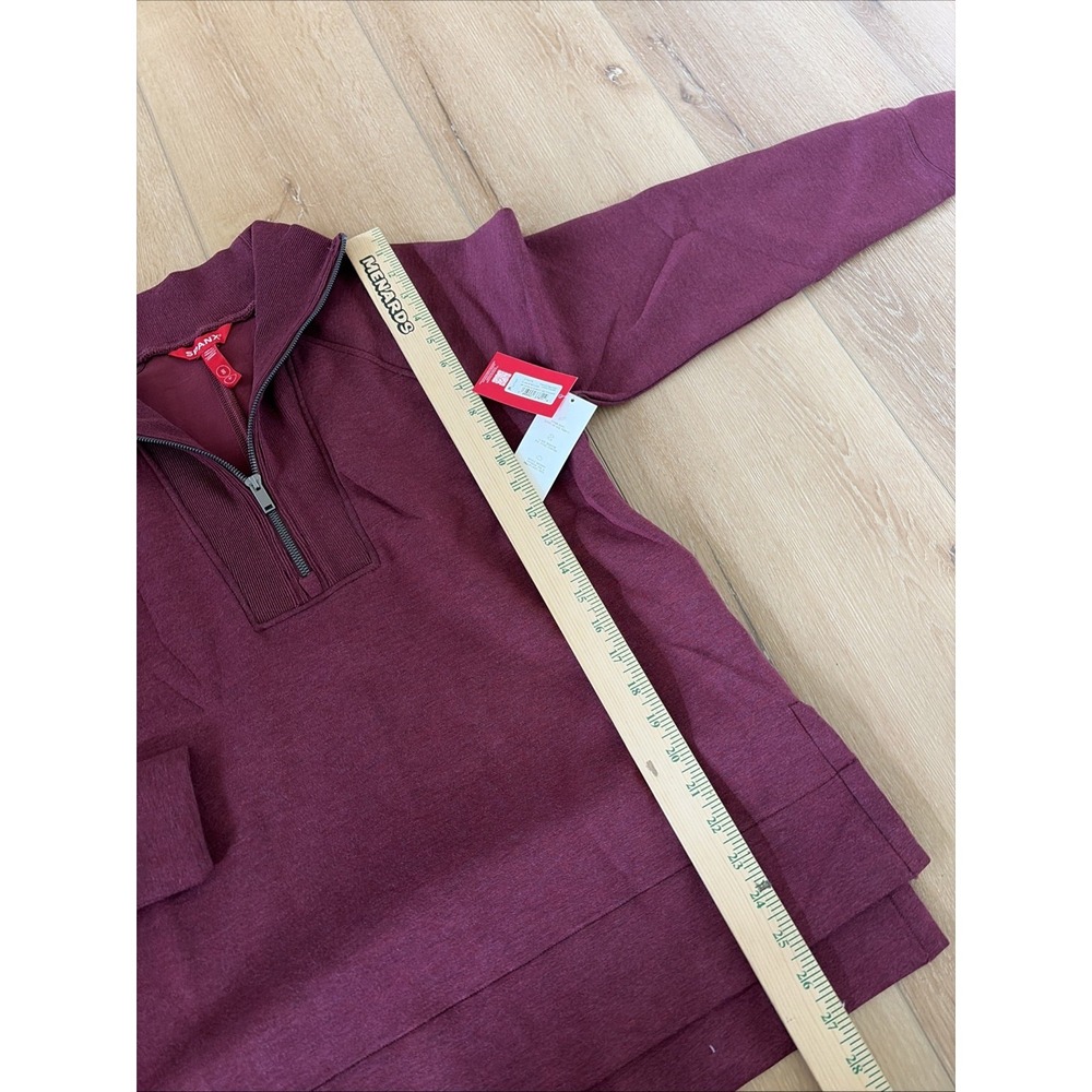 Spanx AirEssentials Tunic Women Sz Small Burgundy Brushed Half Zip Mock Neck NEW - Picture 6 of 8